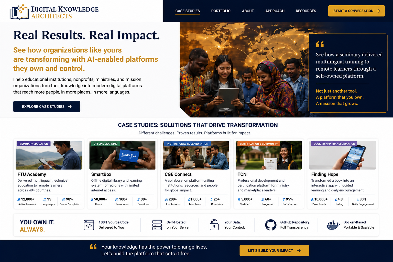 Professionals collaborating on digital knowledge platforms across diverse global settings
